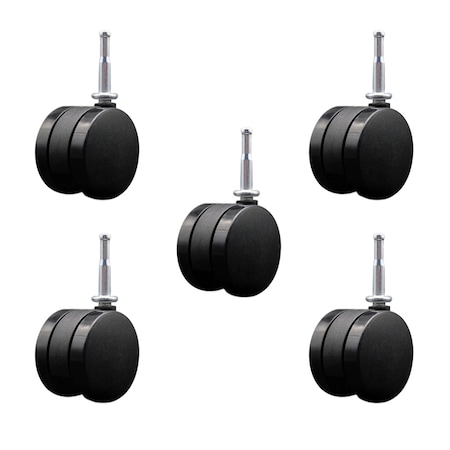 Service Caster 2-3/8'' Office Chair Caster Nylon Twin Wheel 5/16 Grip Neck Stem, 5PK SCC-UHGN02S60-NYS-5